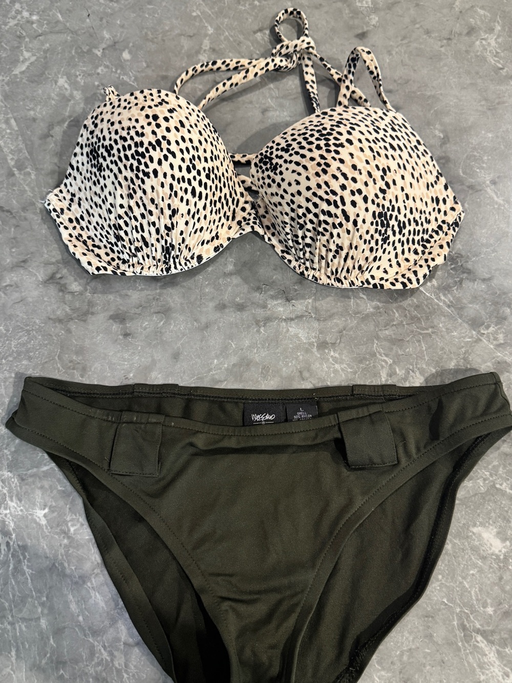 Mossimo Supply Co. Olive Green bottoms L & Holister cheetah leopard top Xl